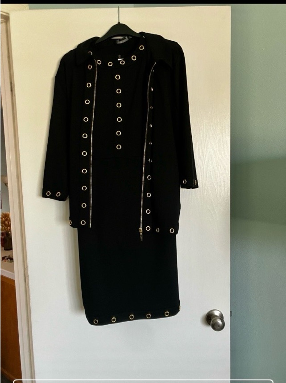 Beldini 1X Black & Gold Grommet Dress & Jacket Set | NWT Elegant Occasion Outfit